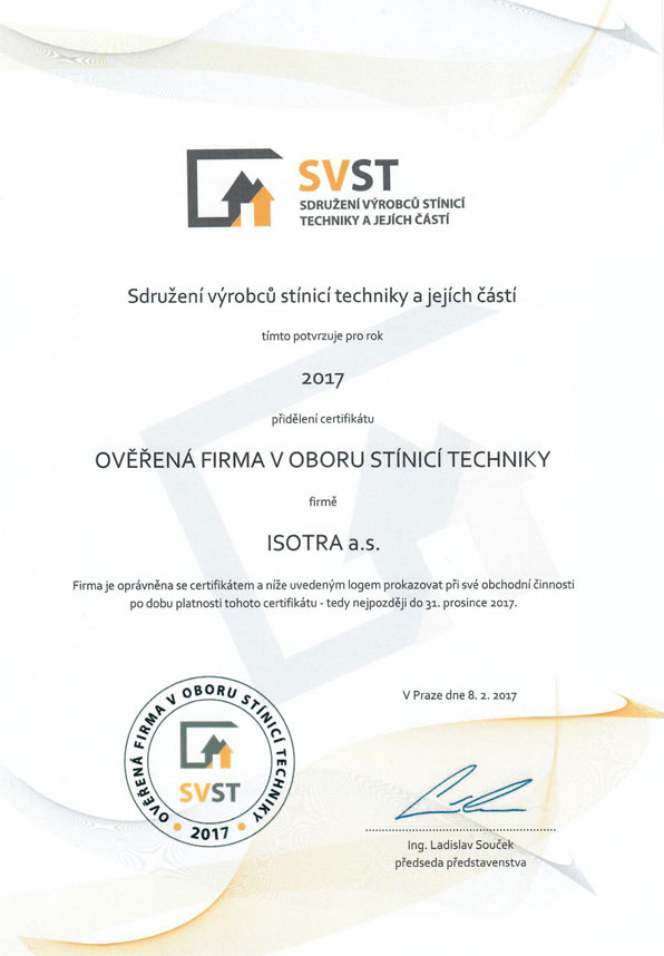 Certifikát - Ověřená firma