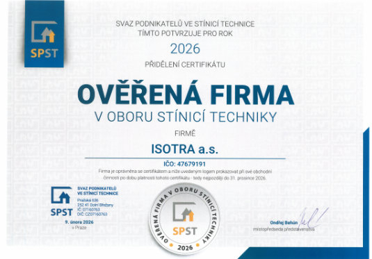 Overená firma v odbore Tieniaca technika pre rok 2026

